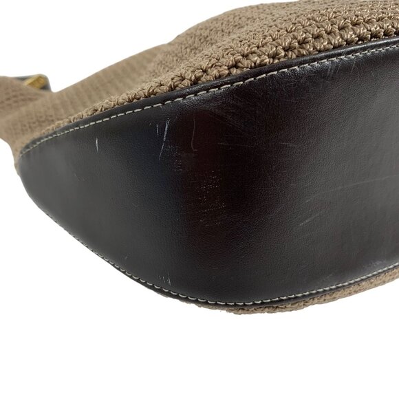 Beautiful The SAK Brown Nylon Crochet Slouchy Shoulder Bag Leather Strap/Trim - Picture 5 of 16